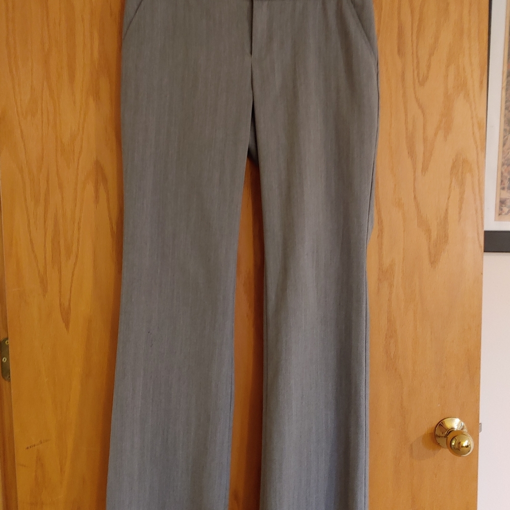 Textured flare leg grey dress pants